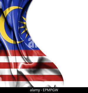 Malaysia sventola bandiera setosa isolati su sfondo bianco Foto Stock