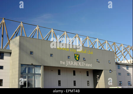 Carrow Road football ground Jarrold Stand, casa delle Canarie, Norwich City Football Club in Norfolk, Regno Unito. Foto Stock