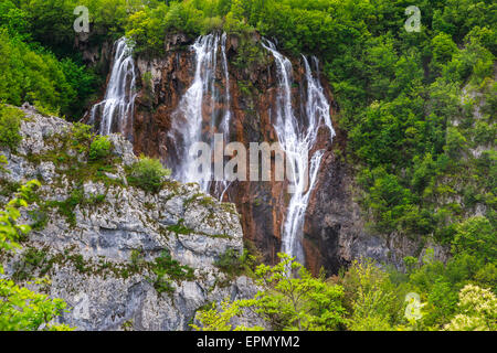 Cascate del Parco Nazionale di Plitvice, Croazia Foto Stock