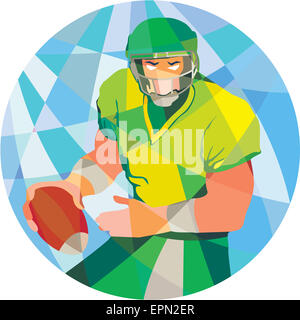 Basso Stile del poligono illustrazione di un american football gridiron quarterback giocatore in possesso palla passante affacciata serie anteriore interno Foto Stock