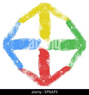 Grunge freccia 4 colori Illustrazione Vettoriale