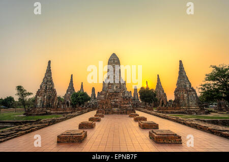 Tempio buddista, Wat Chai Watthanaram, Ayutthaya, Thailandia Foto Stock