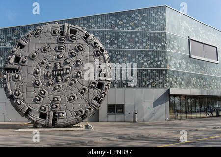 Trapano per gallerie, Museo Svizzero dei Trasporti o Verkehrshaus der Schweiz, Lucerna, il cantone di Lucerna, Svizzera Foto Stock