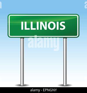 Illustrazione dell'Illinois di metallo verde cartello stradale Illustrazione Vettoriale