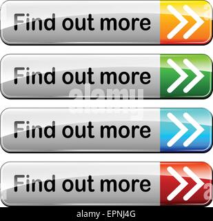 Illustrazione di saperne di più set di pulsanti Illustrazione Vettoriale