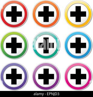 Illustrazione di vari colori set di icone plus Illustrazione Vettoriale