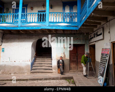 Cortile in Meson de la Estrella - Cuzco, Perù Foto Stock