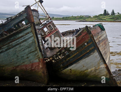 Rete ad anelli di barche a Isle of Mull, Scozia Foto Stock