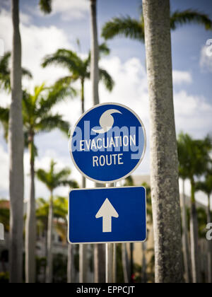 I percorsi di evacuazione sign in Florida Foto Stock