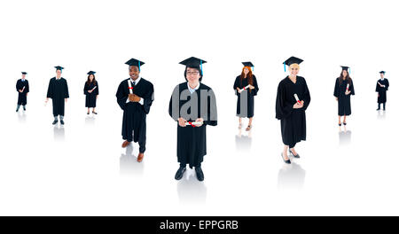 Gruppo di multi-etnico di successo di studenti di laurea. Foto Stock