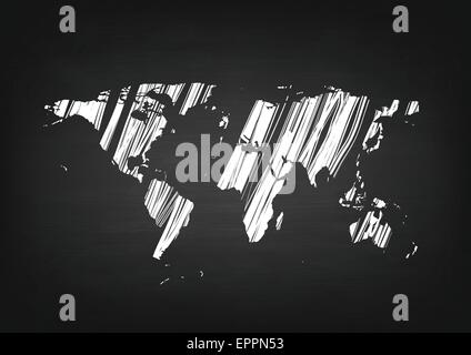 Grunge mappa del mondo sulla lavagna. Sfondo vettoriale Illustrazione Vettoriale