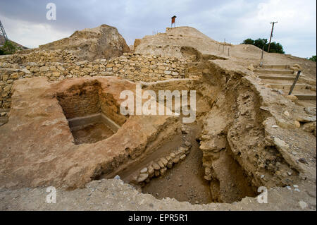 Le antiche rovine di Tell es-Sultan meglio noto come Gerico la città più antica del mondo Foto Stock