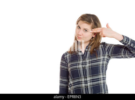 Modello isolato su sfondo semplice in studio Foto Stock