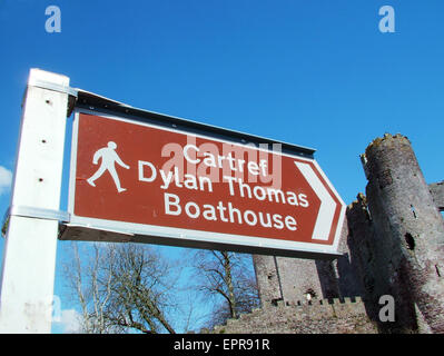 Segno di Dylan Thomas boat house Foto Stock