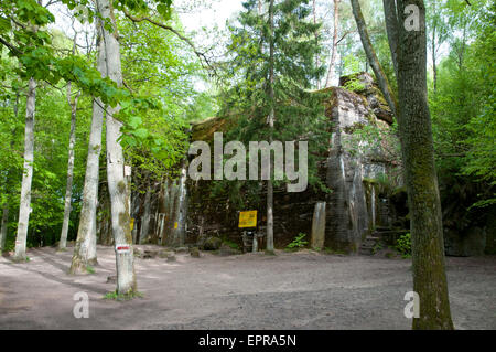 Hitler bunker in Wolfsschanze, Hitler Wolf's Lair anteriore orientale quartier generale militare, Polonia orientale Foto Stock