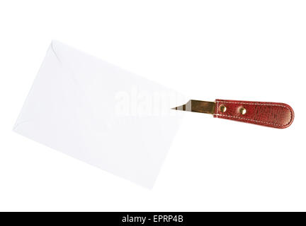 Lettera di apertura con un coltello speciale Foto Stock