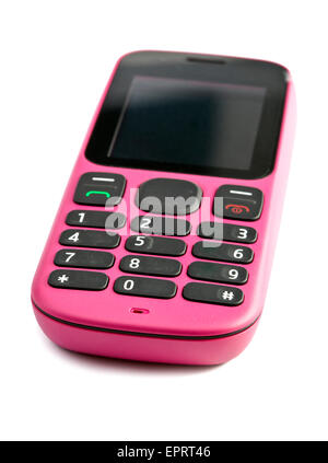 Vecchio pulsante telefono rosa Foto Stock