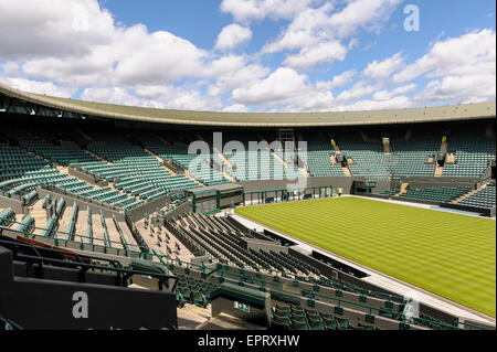 Il numero uno, Wimbledon. Vuoto, prima dell'inizio dell'annuale grand slam tennis la concorrenza. Foto Stock