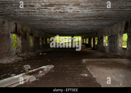 Rovine del palazzo in Wolfsschanze, Hitler Wolf's Lair anteriore orientale quartier generale militare, Polonia orientale Foto Stock