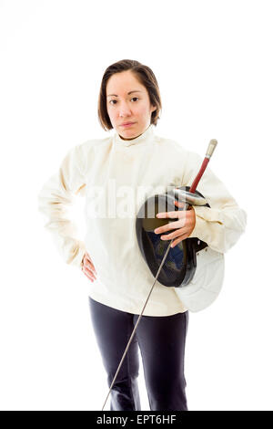 Giovani adulti donna caucasica isolata su uno sfondo bianco Foto Stock