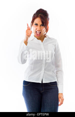 Adulto donna indiana in studio isolato su sfondo bianco Foto Stock