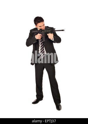 L'uomo bianco in piedi con un AR-15 Semi pistola automatica Foto Stock