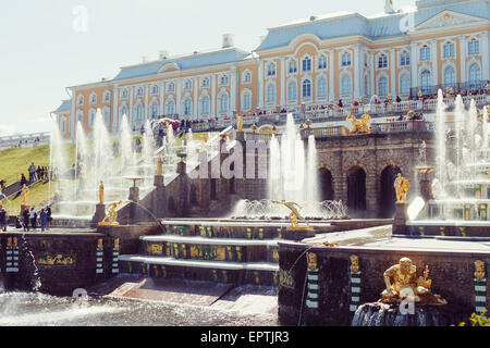 Grand Cascade fontane di Peterhof Foto Stock