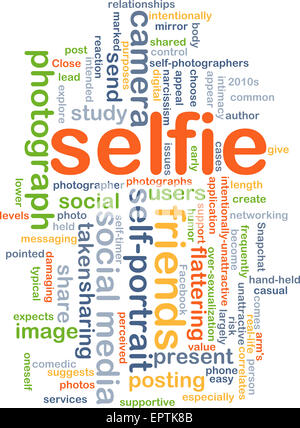 Concetto di sfondo wordcloud illustrazione di selfie Foto Stock