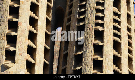 Barcellona, Spagna - 31 dicembre 2015: particolare della chiesa della Sagrada Familia (Temple Expiatori de la Sagrada Famalia) a Barcellona, Sp Foto Stock