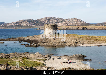 Castello medievale sulla spiaggia Stintino Sardegna Italia Foto Stock