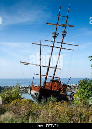 Replica del Grande Hermine nave fiume St Lawrence, Ontario, Canada Foto Stock