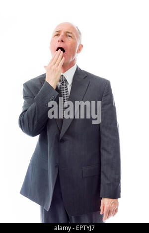 Senior uomo caucasico isolato su uno sfondo bianco Foto Stock