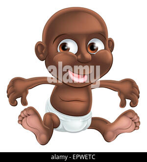 Un piccolo felice cartoon baby in suo o la sua pannolino Foto Stock