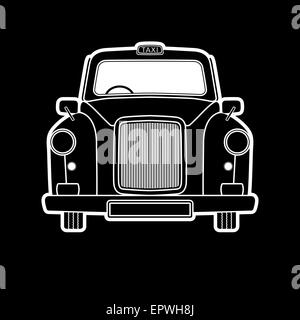 Simbolo di Londra - Black Cab grafica - design isolato Taxi illustrazione in forma semplificata, infographics, stile silhouette Foto Stock