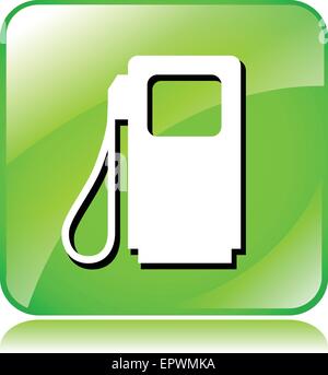 Illustrazione di verde icona della pompa carburante su sfondo bianco Illustrazione Vettoriale