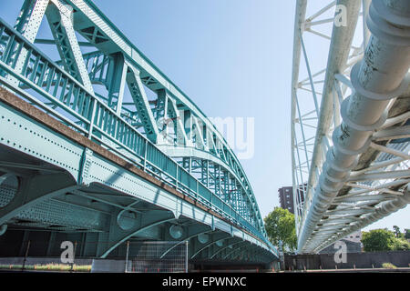 Senju-Ohashi Bridge,Sumida River, Tokyo, Giappone Foto Stock