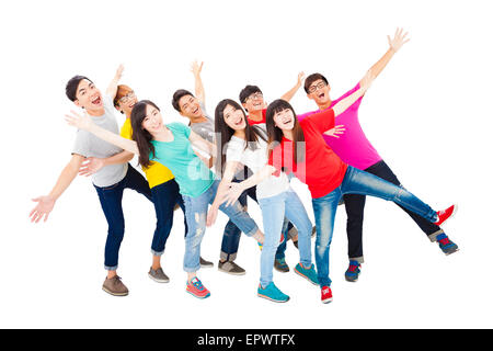 Lunghezza completa di felice giovane studente gruppo Foto Stock