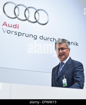 Neckarsulm, Germania. 22 Maggio, 2015. Presidente del consiglio di amministrazione di Audi AG, Rupert Stadler, assiste le società del Gruppo Generali in Neckarsulm, Germania, 22 maggio 2015. Credito: dpa picture alliance/Alamy Live News Foto Stock