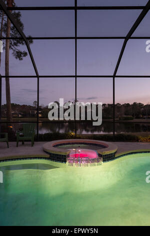 Notte Luxury House, Piscina Privata E Terrazza Coperta, Florida, Stati Uniti Foto Stock