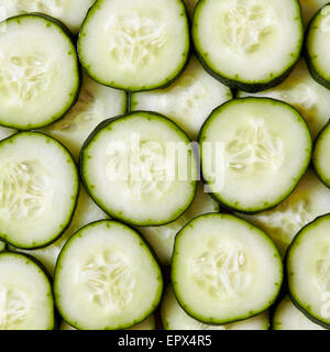 Vista ravvicinata di fette di cetriolo Foto Stock