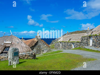 Il Gearrannan Blackhouse Village, isola di Lewis, Ebridi Esterne, Scotland Regno Unito Foto Stock