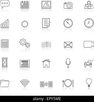 Linea di applicazione le icone con il riflettere sul bianco, vettore di stock Illustrazione Vettoriale