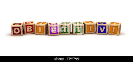 Obiettivi Testo Cube Foto Stock