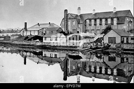 L'originale town hall di Port Stanley, distrutta da un incendio,Isole Falkland (British Overseas territorio). Foto Stock