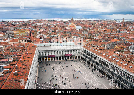 Vista aerea su Venezia e Piazza San Marco, Italia Foto Stock