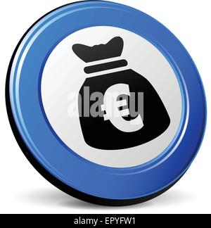Illustrazione della borsa euro 3d'icona blu Illustrazione Vettoriale
