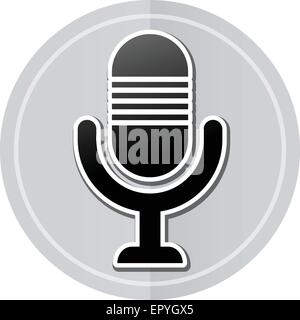 Illustrazione di microfono icona sticker design semplice Illustrazione Vettoriale