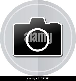 Illustrazione della fotocamera icona sticker design semplice Illustrazione Vettoriale