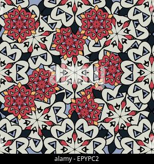 Seamless mandala dello sfondo. Rosso e grigio Sfondo mandala seamless infinite. Illustrazione Vettoriale