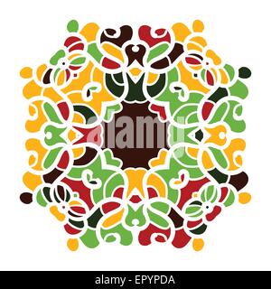 Round ornamentali lace pattern. Caleidoscopica mandala floreali Illustrazione Vettoriale